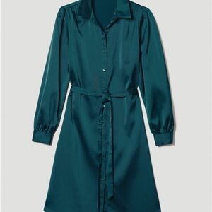 Satin Button-Front Dress